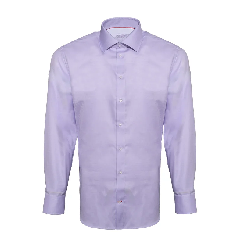Košulja CROATA Brijuni Klasični Uski Jednobojni teksturirani Lila  Pamuk 100 %  Dugi rukav