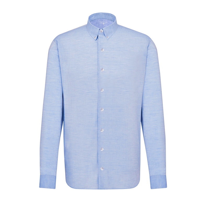 Košulja CROATA  Brijuni lan Klasični Blago strukirani Jednobojni teksturirani Plava  Lan 100%  Rukav 3/4